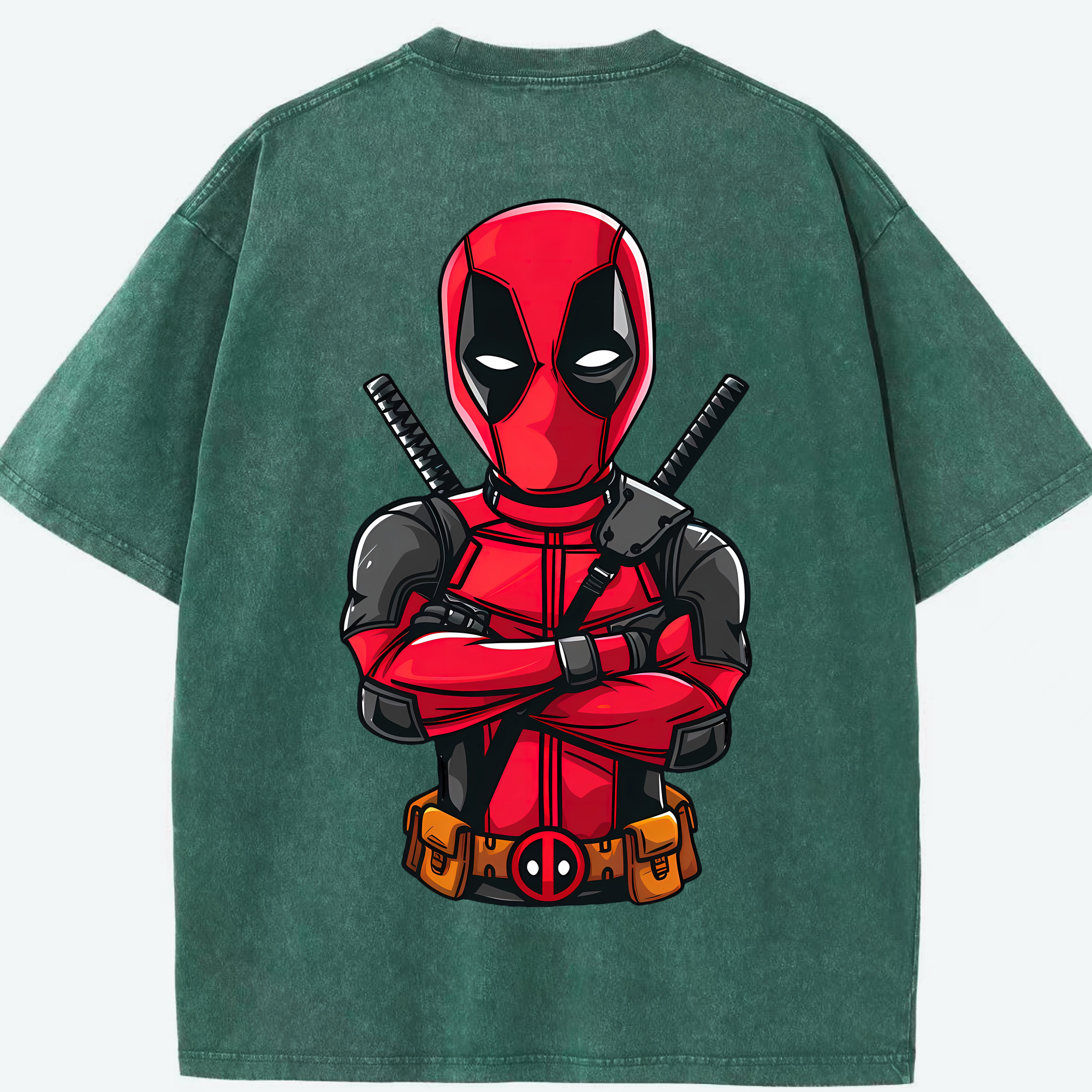 （画像用） Deadpool デッドプール 綿100% ヴィンテージ風 半袖Tシャツ（背面プリント）